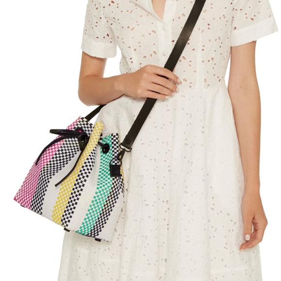 TRUSS Large Woven Leather Trim Bucket Bag - Picture 14 of 14